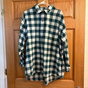 Cherokee Plus Green Check Flannel Button Up Long Sleeve Shirt Women’s 22W 244W